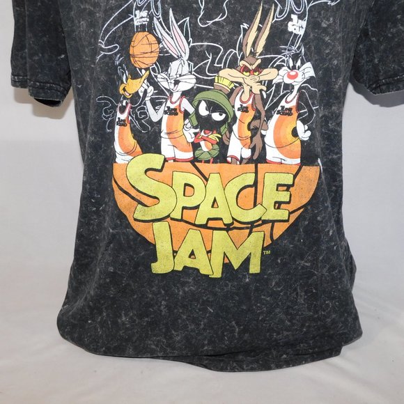 Space Jam A New Legacy Looney Tunes Black Acid Wash T Shirt Mens L - Picture 5 of 7